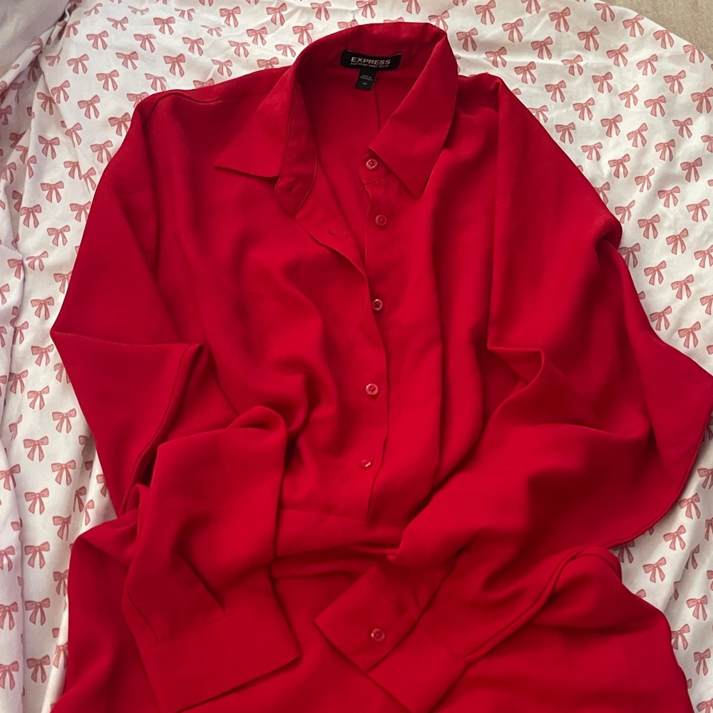 Express Bold Red Collared Shirt